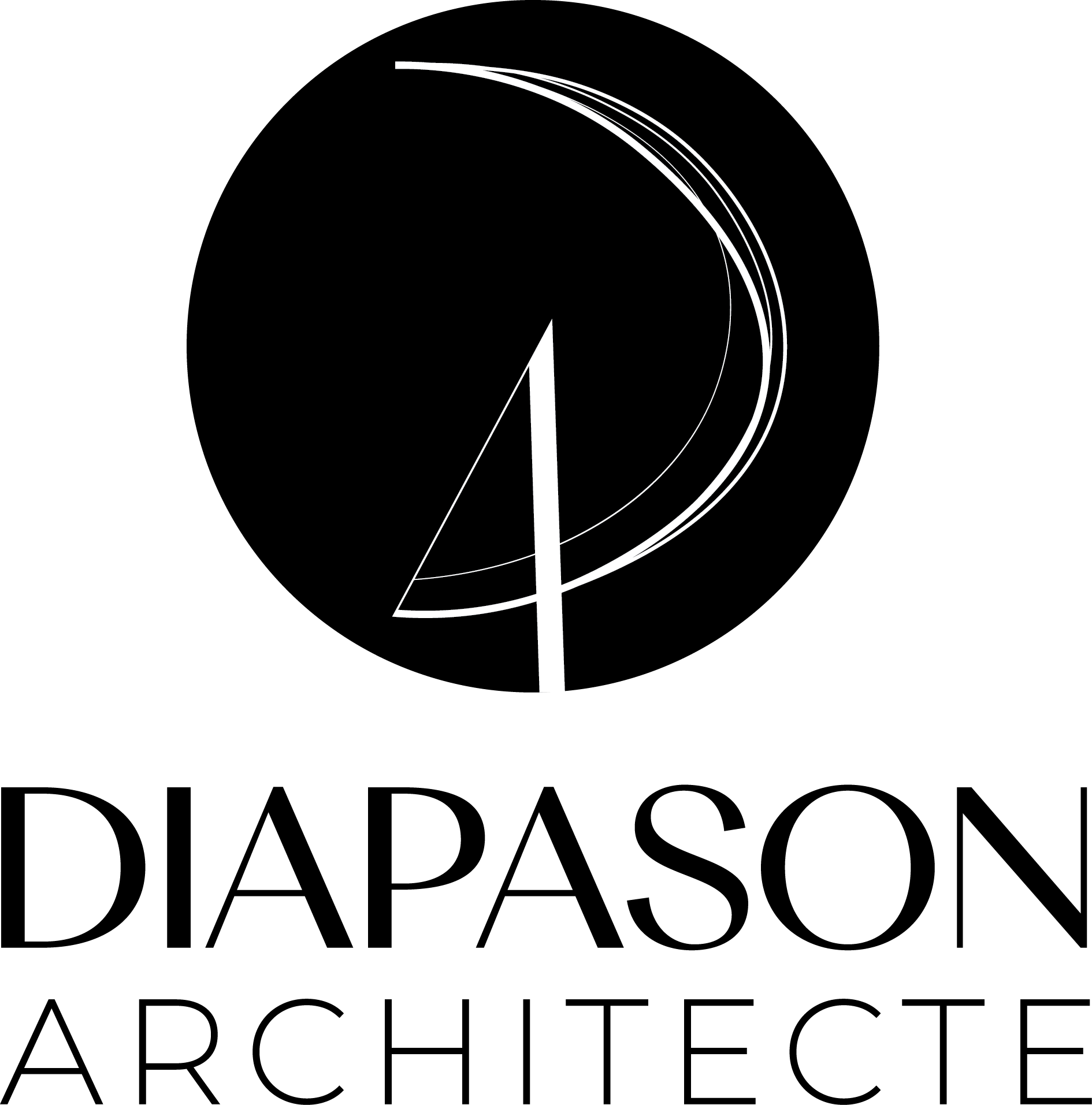 Logo Diapason architecte avec texte en noir et blanc